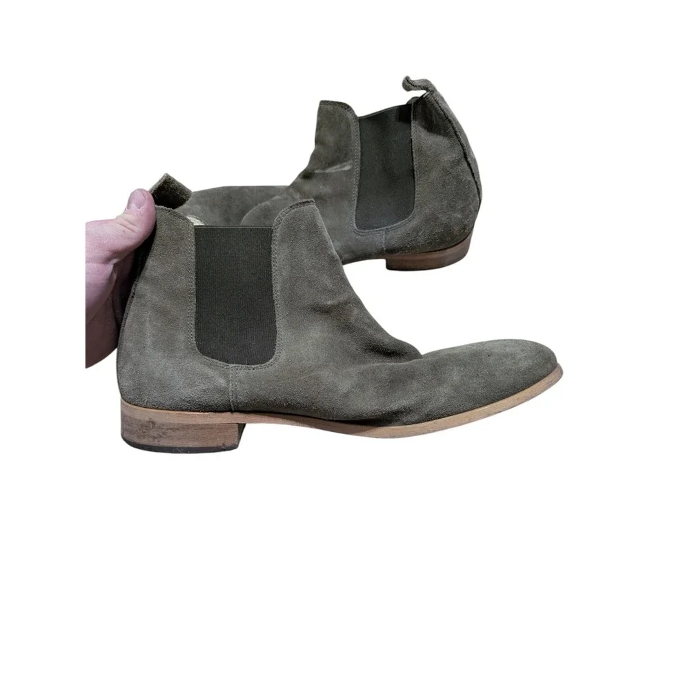 New Mens The Shoe Bear Dev Chelsea Olive Green Suede Ankle Boots Size 45 US 12